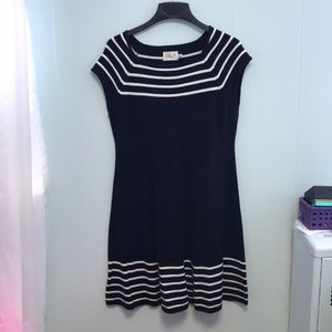 Eliza J navy /white sweater dress